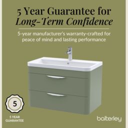Balterley Contemporary Wall Hung 2 Drawer Bathroom Vanity Unit, Green, 810mm in Green - thumbnail 4
