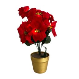 mysmartbuy Artificial LED Red Poinsettia Plant in Gold Pot - Faux Realistic Floral Home Christmas Decoration with 10 Lights - H35 x 28cm - thumbnail 2