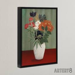 "Artery8 Flower Bouquet China Asters Rousseau Black Framed Canvas Wall Art - Size: W12"" x H16""" - thumbnail 2