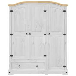 Berkfield Home Wardrobe Corona White 151.5x52x186 cm Solid Wood Pine - thumbnail 4