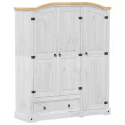 Berkfield Home Wardrobe Corona White 151.5x52x186 cm Solid Wood Pine - thumbnail 2
