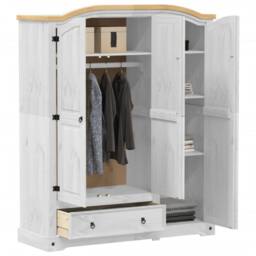 Berkfield Home Wardrobe Corona White 151.5x52x186 cm Solid Wood Pine - thumbnail 3