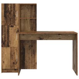 Berkfield Home Desk with Storage Old Wood Engineered Wood in Brown - thumbnail 7