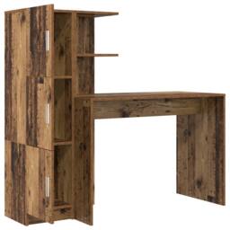 Berkfield Home Desk with Storage Old Wood Engineered Wood in Brown - thumbnail 6