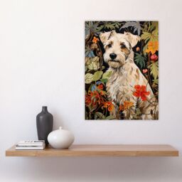 Artery8 White Cream Border Terrier On Elegant Floral Backdrop William Morris Style Jungle Flowers Artwork Large Wall Unframed Art Poster Print Thick - thumbnail 4