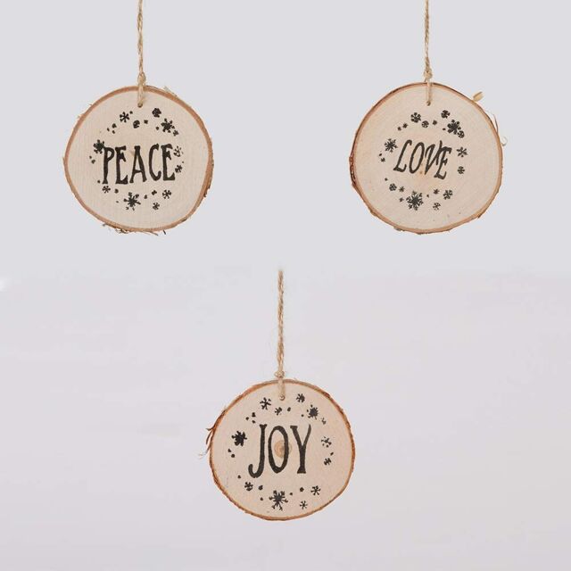 Shatchi Christmas Tree Ornaments Wooden Aesthetic Hanging Decorations Round Shape 3Pcs in Brown - image 1