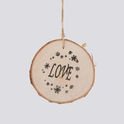 Shatchi Christmas Tree Ornaments Wooden Aesthetic Hanging Decorations Round Shape 3Pcs in Brown - thumbnail 3