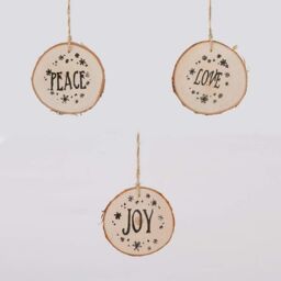 Shatchi Christmas Tree Ornaments Wooden Aesthetic Hanging Decorations Round Shape 3Pcs in Brown