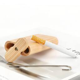 Voltico Portable One Hitter Pipe Wooden Box with Clean Hook in Light Oak - thumbnail 3