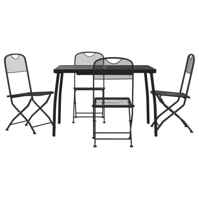 Berkfield Home 5 Piece Garden Dining Set Anthracite Metal Mesh in Black - image 1
