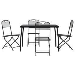 Berkfield Home 5 Piece Garden Dining Set Anthracite Metal Mesh in Black - thumbnail 1