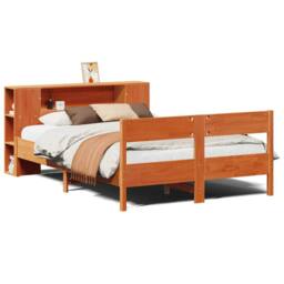 Berkfield Home Decorative Bookcase Bed without Mattress Wax Brown 140x190cm Soli - Size: 140x190 cm - thumbnail 3