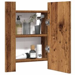 Berkfield Home LED Bathroom Mirror Cabinet Old Wood 40x12x45 cm Engineered Wood in Brown - Size: 40 x 12 x 45 cm - thumbnail 5
