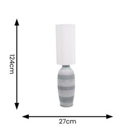 ValueLights Deegan Grey Ceramic Midi Compact Floor Lamp with Tall Fabric Lamp Shade & Bulb - thumbnail 4