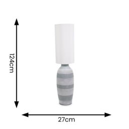 ValueLights Deegan Grey Ceramic Midi Compact Floor Lamp with Tall Fabric Lamp Shade & Bulb - thumbnail 7