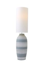 ValueLights Deegan Grey Ceramic Midi Compact Floor Lamp with Tall Fabric Lamp Shade & Bulb - thumbnail 6