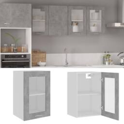 Berkfield Home Hanging Glass Cabinet Concrete Grey 40x31x60 cm Engineered Wood - Size: 40 x 31 x 60 cm