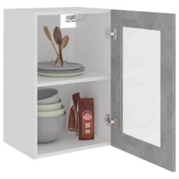Berkfield Home Hanging Glass Cabinet Concrete Grey 40x31x60 cm Engineered Wood - Size: 40 x 31 x 60 cm - thumbnail 4