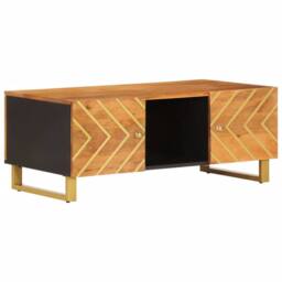 Berkfield Home Beautiful Coffee Table Brown & Black 100x54x40 cm Solid Wood Mango - Size: 100 x 54 x 40 cm - thumbnail 3