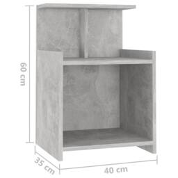 Berkfield Home Durable Bed Cabinet Concrete Grey 40x35x60 cm Engineered Wood - Size: 40 x 35 x 60 cm - thumbnail 6