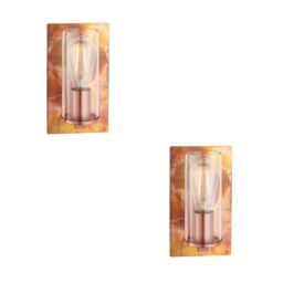 Loops 2 PACK Copper Patina Plate Wall Lamp Light & Clear Glass Shade - Dimmable LED - thumbnail 1