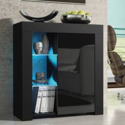 Creative Furniture Serene Sideboard 83cm - Black with Gloss Doors & LED Lights - thumbnail 1