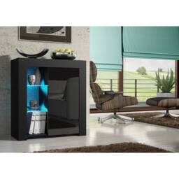 Creative Furniture Serene Sideboard 83cm - Black with Gloss Doors & LED Lights - thumbnail 2