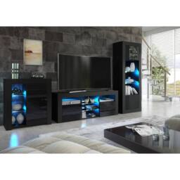 Creative Furniture Serene Sideboard 83cm - Black with Gloss Doors & LED Lights - thumbnail 4