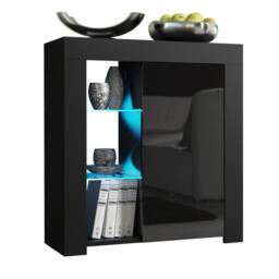 Creative Furniture Serene Sideboard 83cm - Black with Gloss Doors & LED Lights - thumbnail 3
