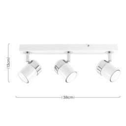 ValueLights Rosie Spotlight 3 Way White Ceiling Bar Spotlight - thumbnail 6