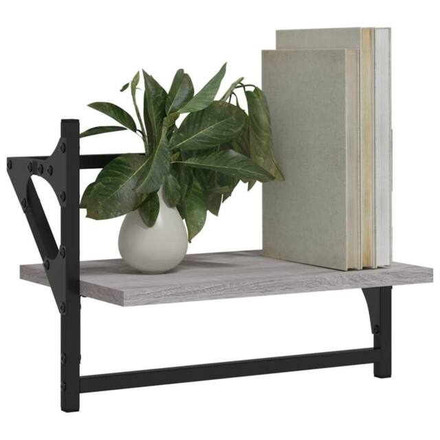 Berkfield Home Wall Shelves with Bars 2 pcs Grey Sonoma 40x25x30 cm - Size: 40 x 25 x 30 cm - image 1