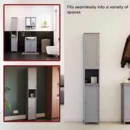Kelvenix Modern Bathroom Tall Cabinet in Grey - thumbnail 4