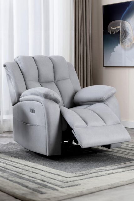 More4Homes Brookline Electric Technology Fabric Auto Recliner USB Lounge Chair in Grey - image 1