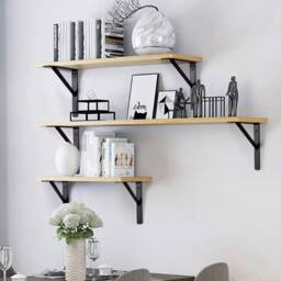 Kelvenix Heavy Duty Stainless steel L Shaped Wall Mounted Shelf Brackets in Black - thumbnail 1