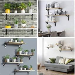 Kelvenix Heavy Duty Stainless steel L Shaped Wall Mounted Shelf Brackets in Black - thumbnail 4