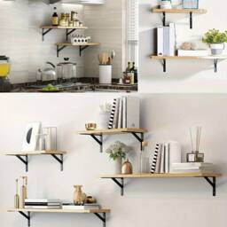 Kelvenix Heavy Duty Stainless steel L Shaped Wall Mounted Shelf Brackets in Black - thumbnail 3