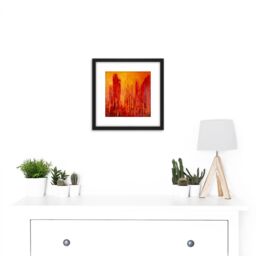 Artery8 Clo Baril Nature Et Architecture Skyscrapers Painting 8X8 Inch Square Wooden Framed Wall Art Print Picture with Mount in Black - thumbnail 2