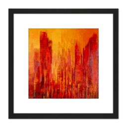 Artery8 Clo Baril Nature Et Architecture Skyscrapers Painting 8X8 Inch Square Wooden Framed Wall Art Print Picture with Mount in Black - thumbnail 1