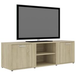 Berkfield Home TV Cabinet Sonoma Oak 120x34x37 cm Engineered Wood in Brown - Size: 120 x 34 x 37 cm - thumbnail 3