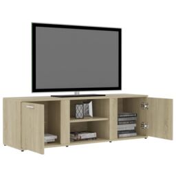 Berkfield Home TV Cabinet Sonoma Oak 120x34x37 cm Engineered Wood in Brown - Size: 120 x 34 x 37 cm - thumbnail 5