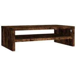 Berkfield Home Monitor Stand Smoked Oak 42x24x13 cm Engineered Wood in Brown - Size: 42 x 24 x 13 cm - thumbnail 2