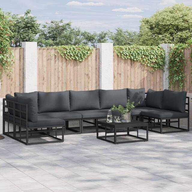 Berkfield Home Garden Sofa Set 8 pcs Black 70 x 70 x 32 cm Aluminium - image 1