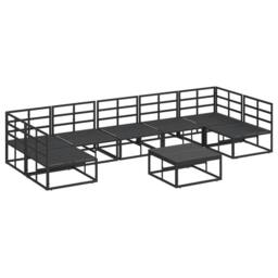 Berkfield Home Garden Sofa Set 8 pcs Black 70 x 70 x 32 cm Aluminium - thumbnail 8