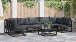 Berkfield Home Garden Sofa Set 8 pcs Black 70 x 70 x 32 cm Aluminium - thumbnail 6