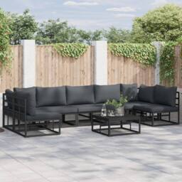 Berkfield Home Garden Sofa Set 8 pcs Black 70 x 70 x 32 cm Aluminium - thumbnail 1