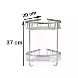 Nordara 2 Tier Stainless Steel Corner Shower Bathroom Shelf Organizer Basket in Silver - thumbnail 2