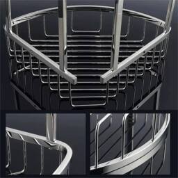 Nordara 2 Tier Stainless Steel Corner Shower Bathroom Shelf Organizer Basket in Silver - thumbnail 5