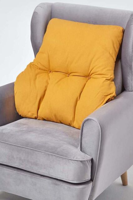 Homescapes Cotton Back Support Cushion in Mustard - image 1