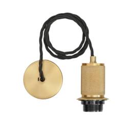 Industville Knurled Natural Cotton Empire Pendant Light in Gold - Size: Medium - thumbnail 3