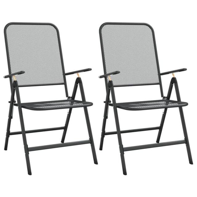 Berkfield Home Folding Garden Chairs 2 pcs Expanded Metal Mesh Anthracite in Black - image 1